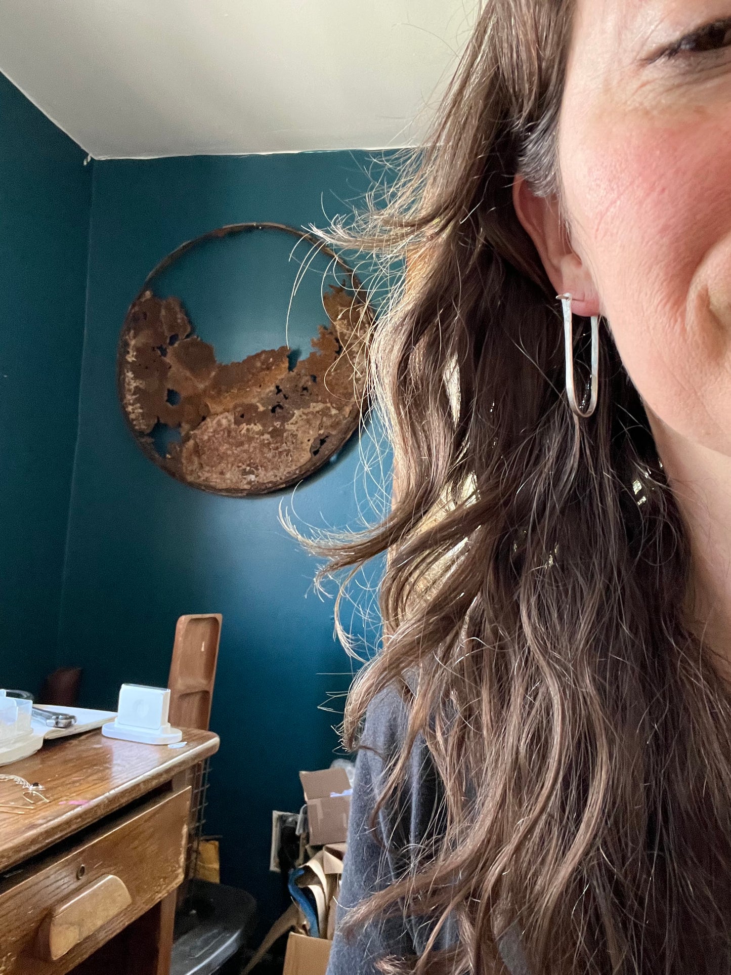 Silver Minimalist Modern hoop Earrings Small