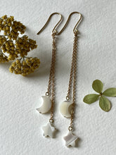 Load image into Gallery viewer, Moon and Star Dangle Earrings