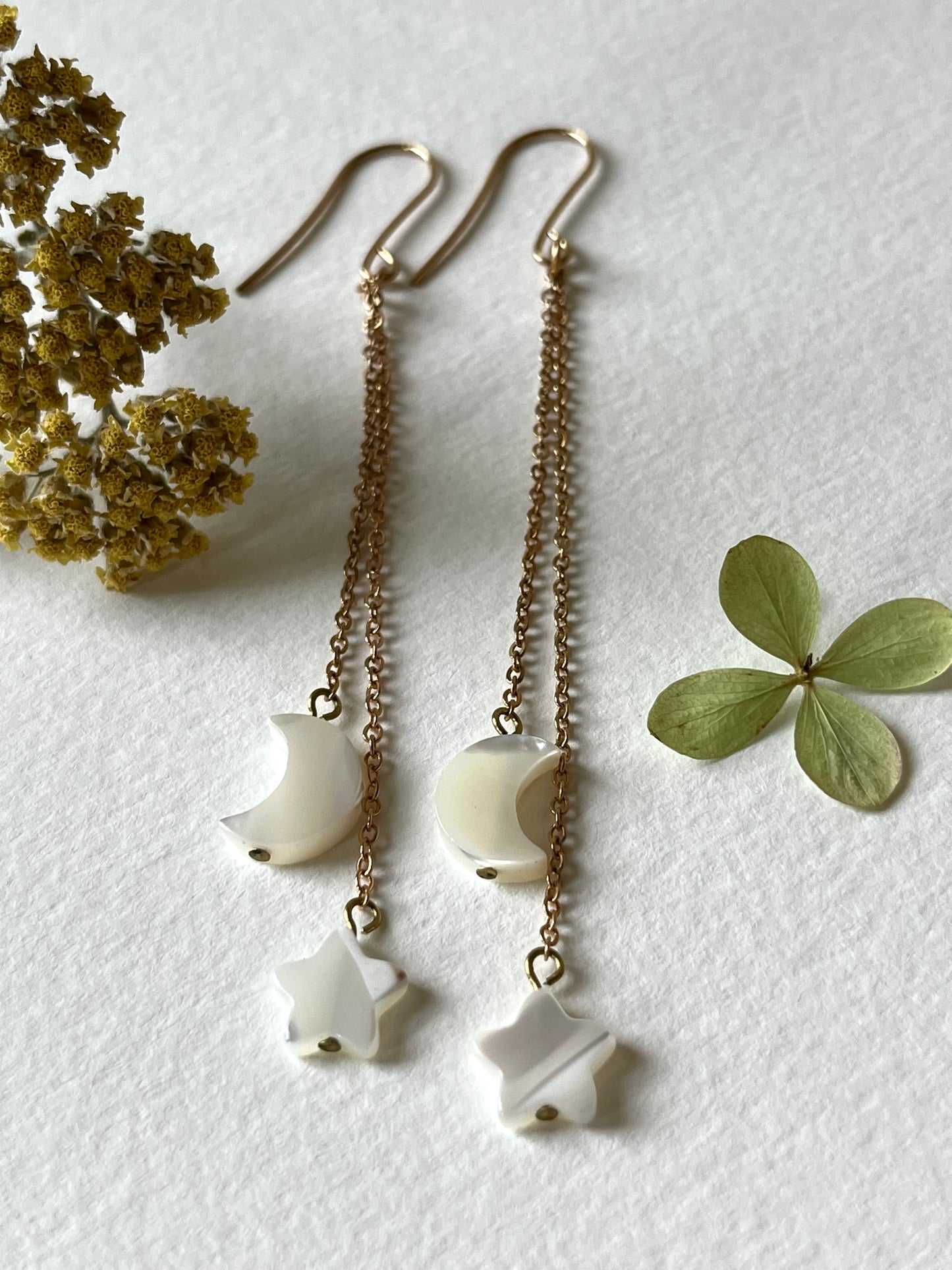 Moon and Star Dangle Earrings