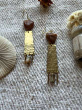 Load image into Gallery viewer, Pink agate hammered brass artisan dangle earrings
