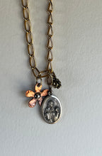 Load image into Gallery viewer, Charm Necklace featuring St Ann and a copper daisy pendant