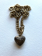 Load image into Gallery viewer, chunky vintage gold chain with an ornately carved heart charm