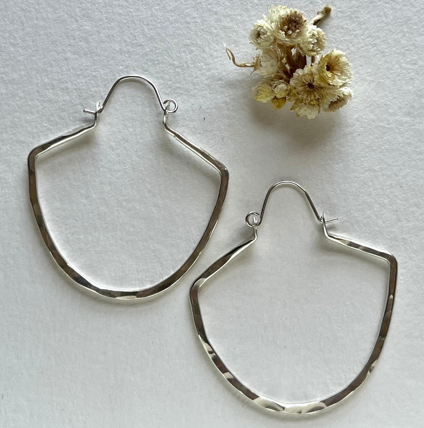 Large Fan Sterling Silver Hoops