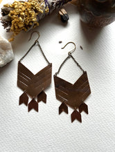 Load image into Gallery viewer, Large Copper Fletching Earrings