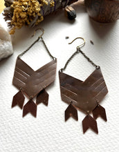 Load image into Gallery viewer, Large Copper Fletching Earrings