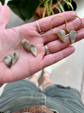 Load image into Gallery viewer, Small Blue opal hoops
