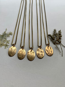 Etched Brass Floral Necklace Fleabane