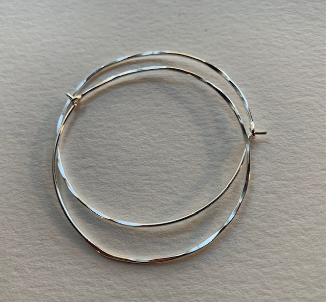 2.5" Thin Sterling Silver Hoops 18g