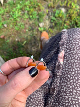 Load image into Gallery viewer, Sterling Silver U Studs wire wrapped with peach Aventurine