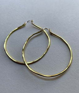 Thick gold hoop earrings hammered brass with sterling silver handmade hammered textured hoops