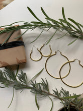 Load image into Gallery viewer, 1" Basic Hoops Textured Brass Earrings with 925 Sterling Silver ear wires