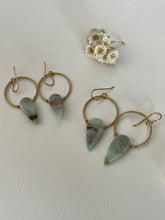 Load image into Gallery viewer, Small Blue opal hoops