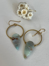 Load image into Gallery viewer, Small Blue opal hoops