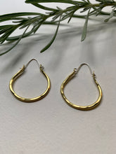 Load image into Gallery viewer, 1" Basic Hoops Textured Brass Earrings with 925 Sterling Silver ear wires