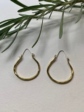 Load image into Gallery viewer, 1" Basic Hoops Textured Brass Earrings with 925 Sterling Silver ear wires