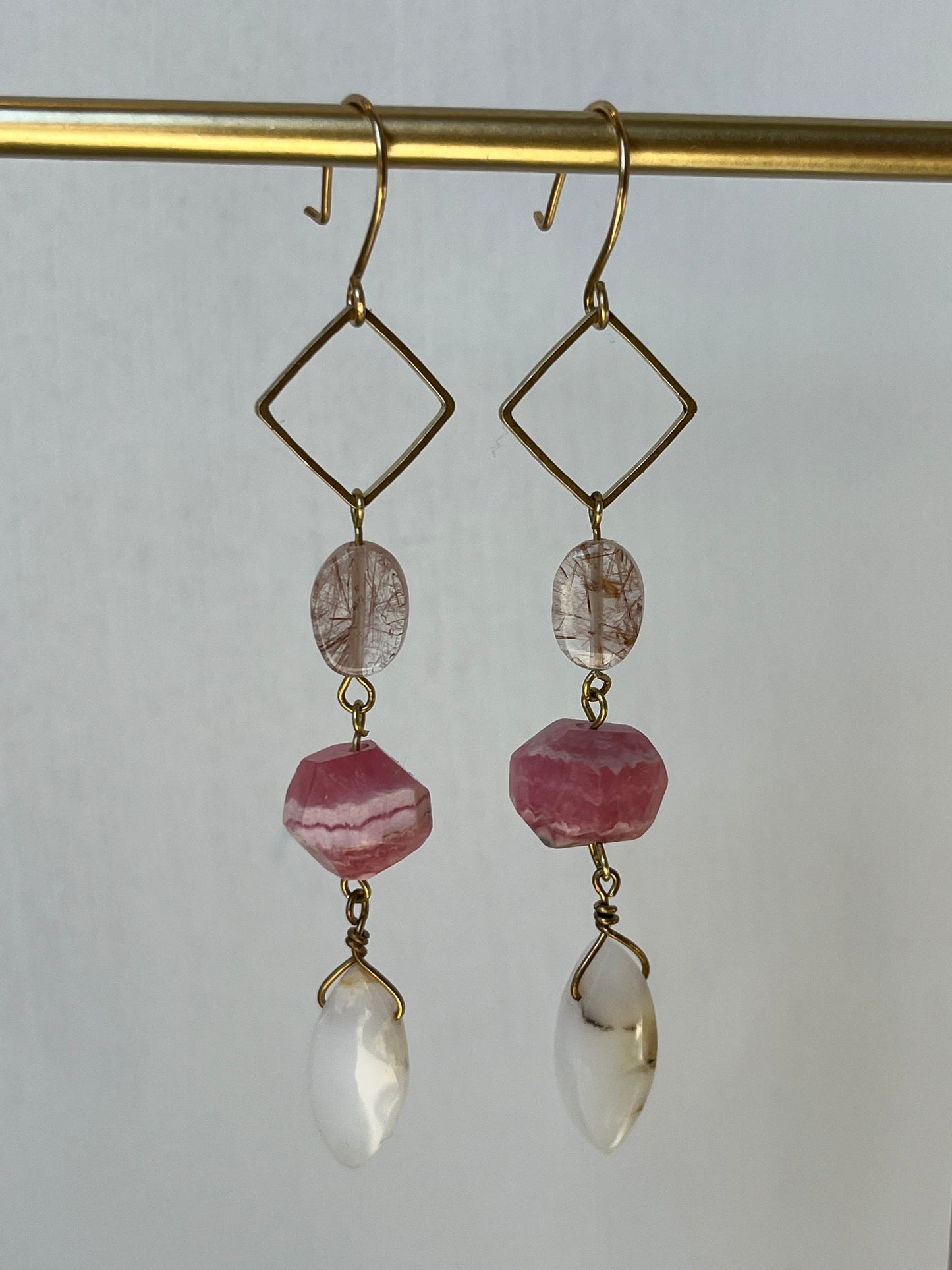 Gathered Treasure Dangle Earrings in pink