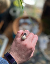 Load image into Gallery viewer, Handmaid Sterling silver ring with sterling silver flower and Jasper stone setting size 7