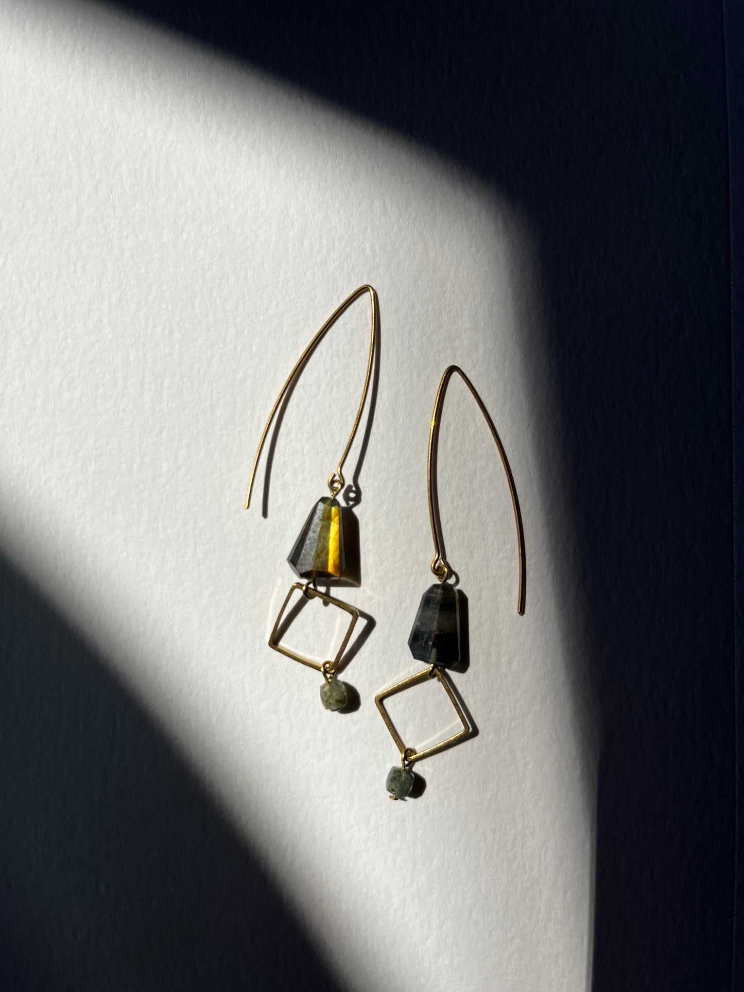 Gathered Treasure Dangle Earrings labradorite edition