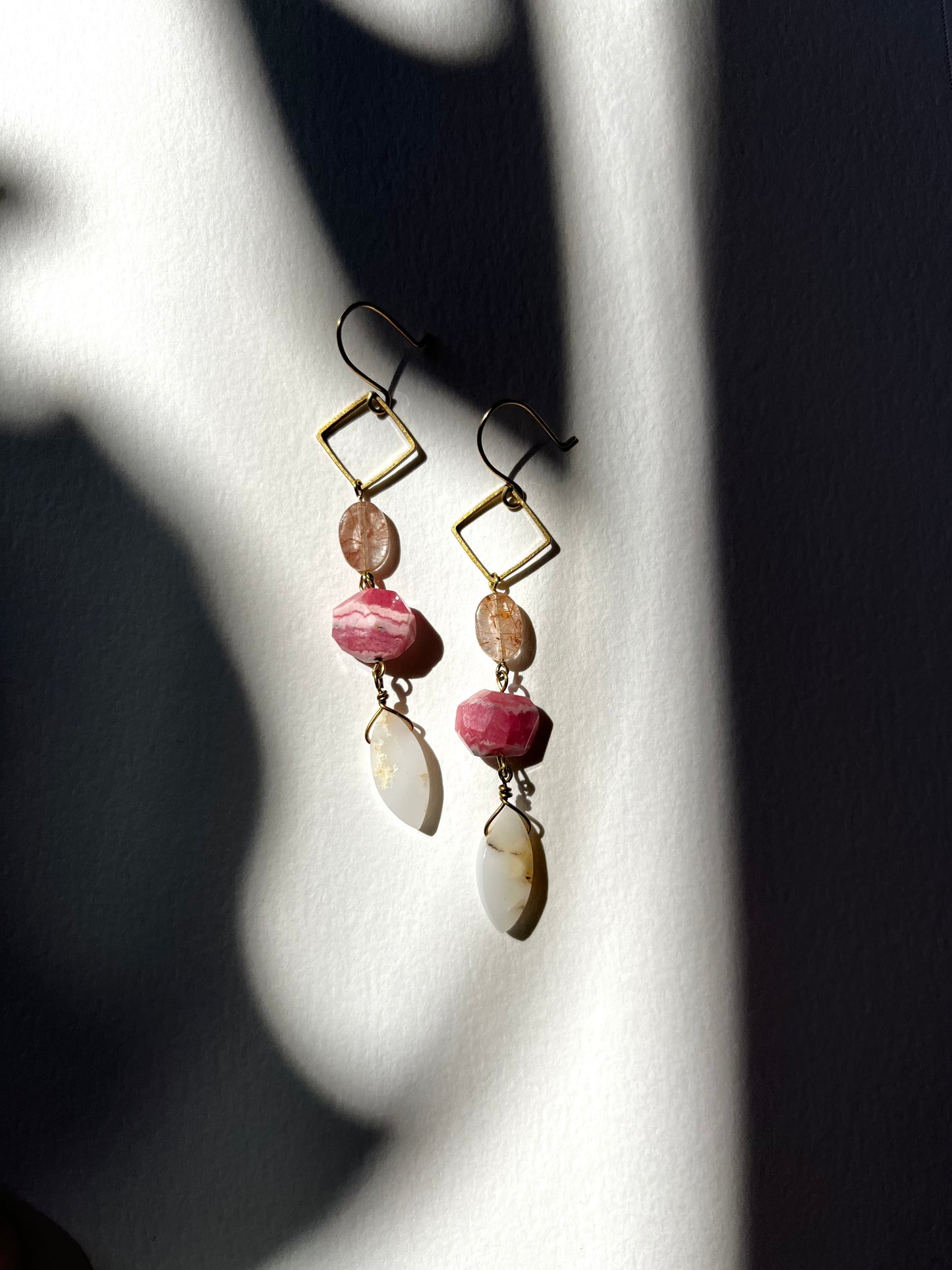 Gathered Treasure Dangle Earrings in pink
