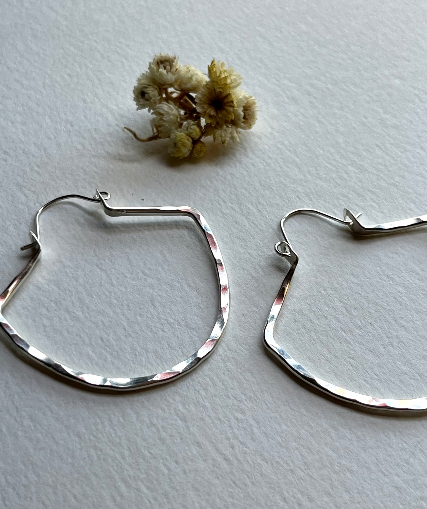 Large Fan Sterling Silver Hoops