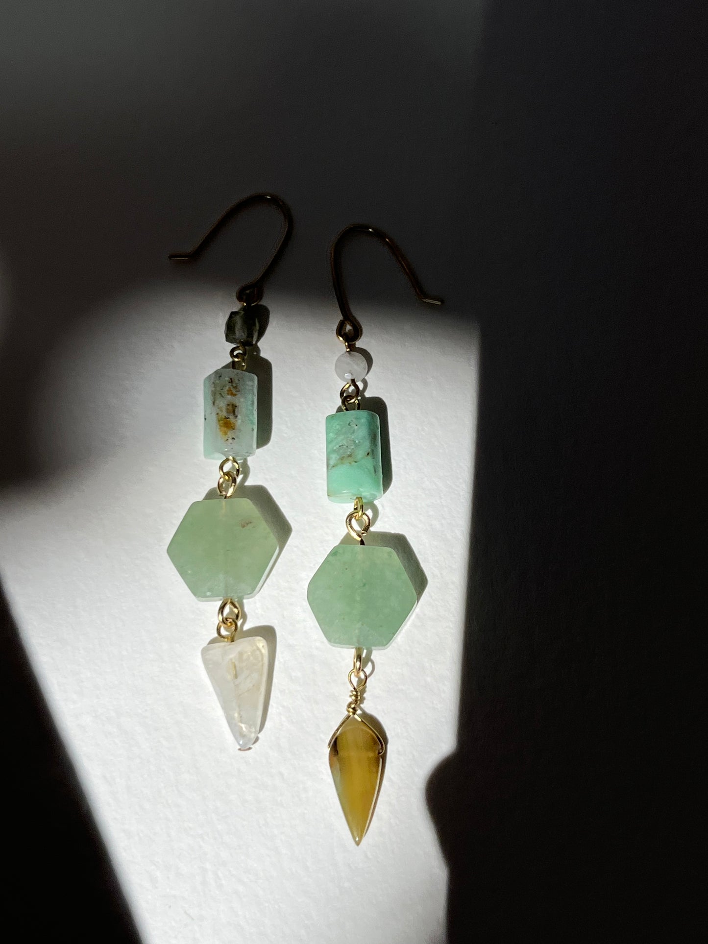 Gathered Treasure Dangle Earrings in green