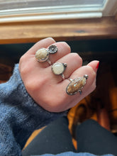 Load image into Gallery viewer, Handmaid Sterling silver ring with sterling silver flower and Jasper stone setting size 7