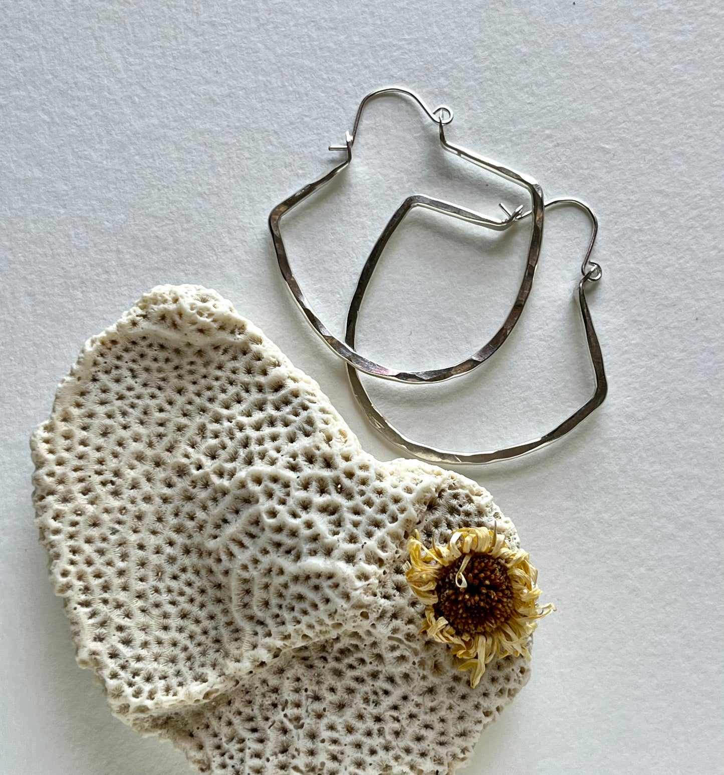 Large Fan Sterling Silver Hoops
