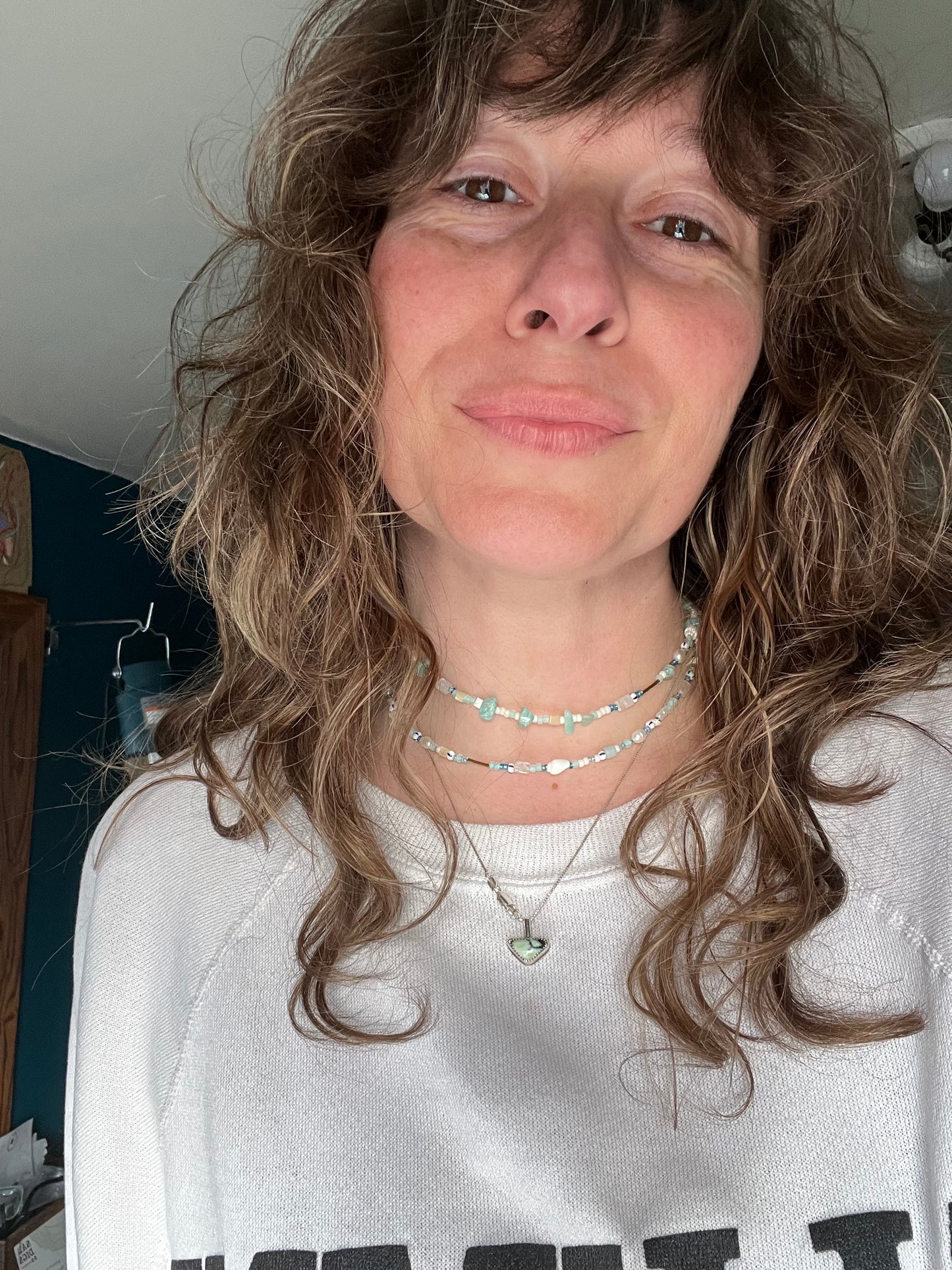 Blue beaded choker necklace