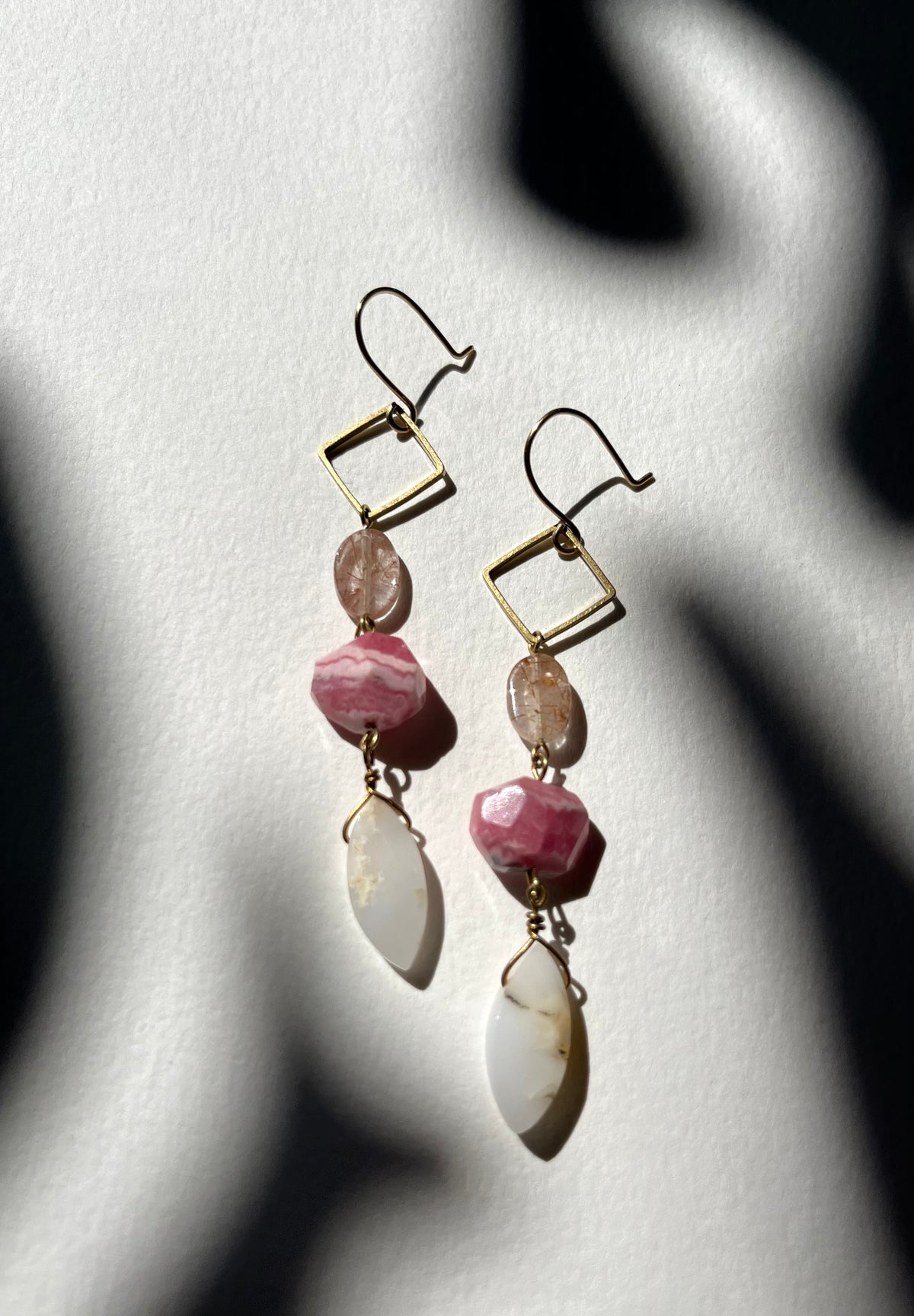 Gathered Treasure Dangle Earrings in pink