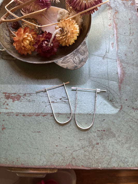 Silver Minimalist Modern hoop Earrings Small