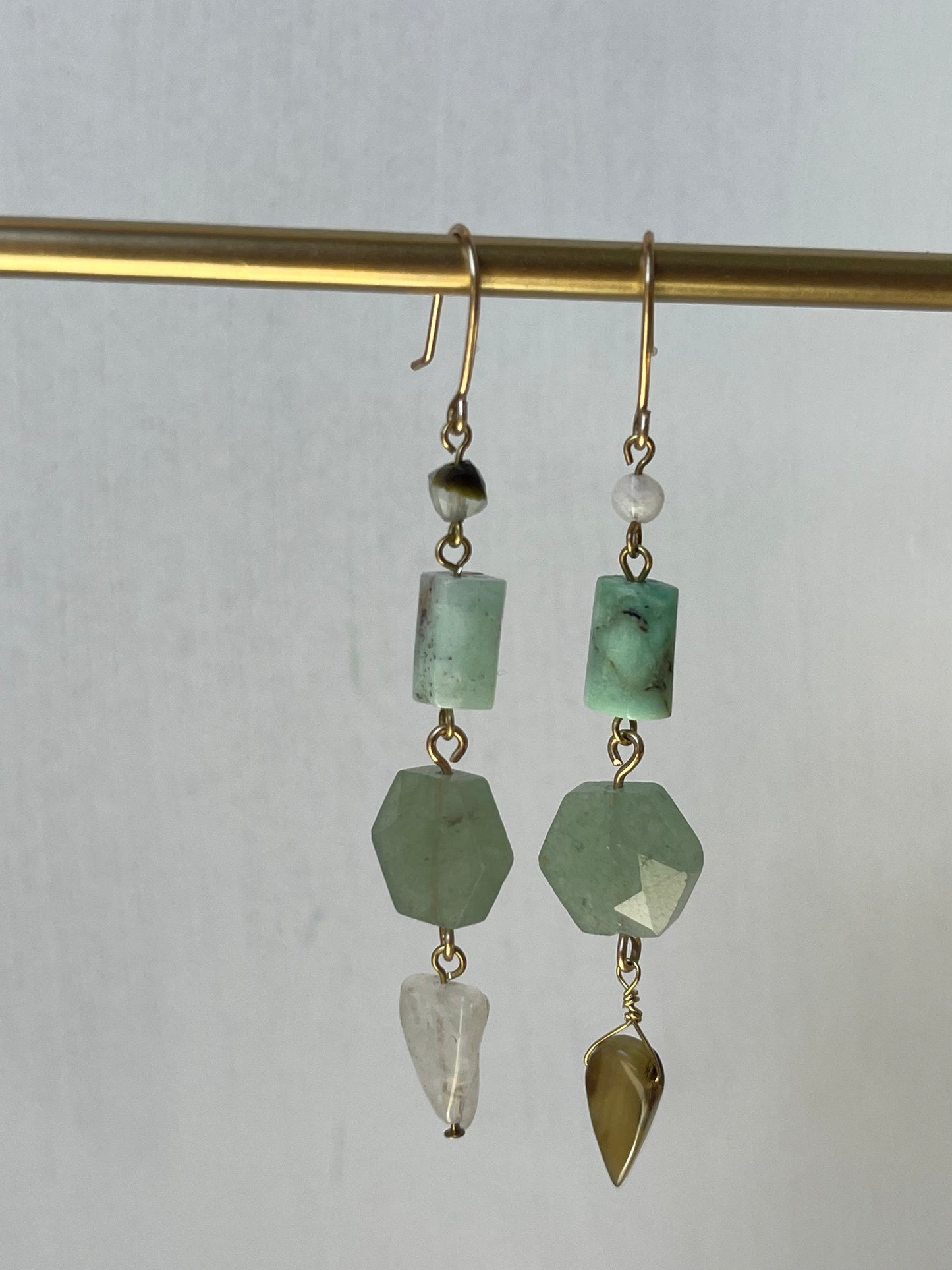 Gathered Treasure Dangle Earrings in green
