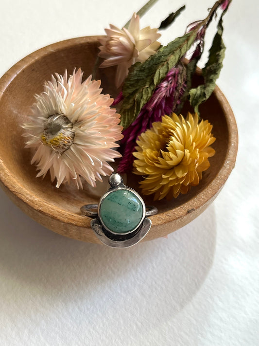 Sea green Stone set in Sterling Silver with recycled silver accents
