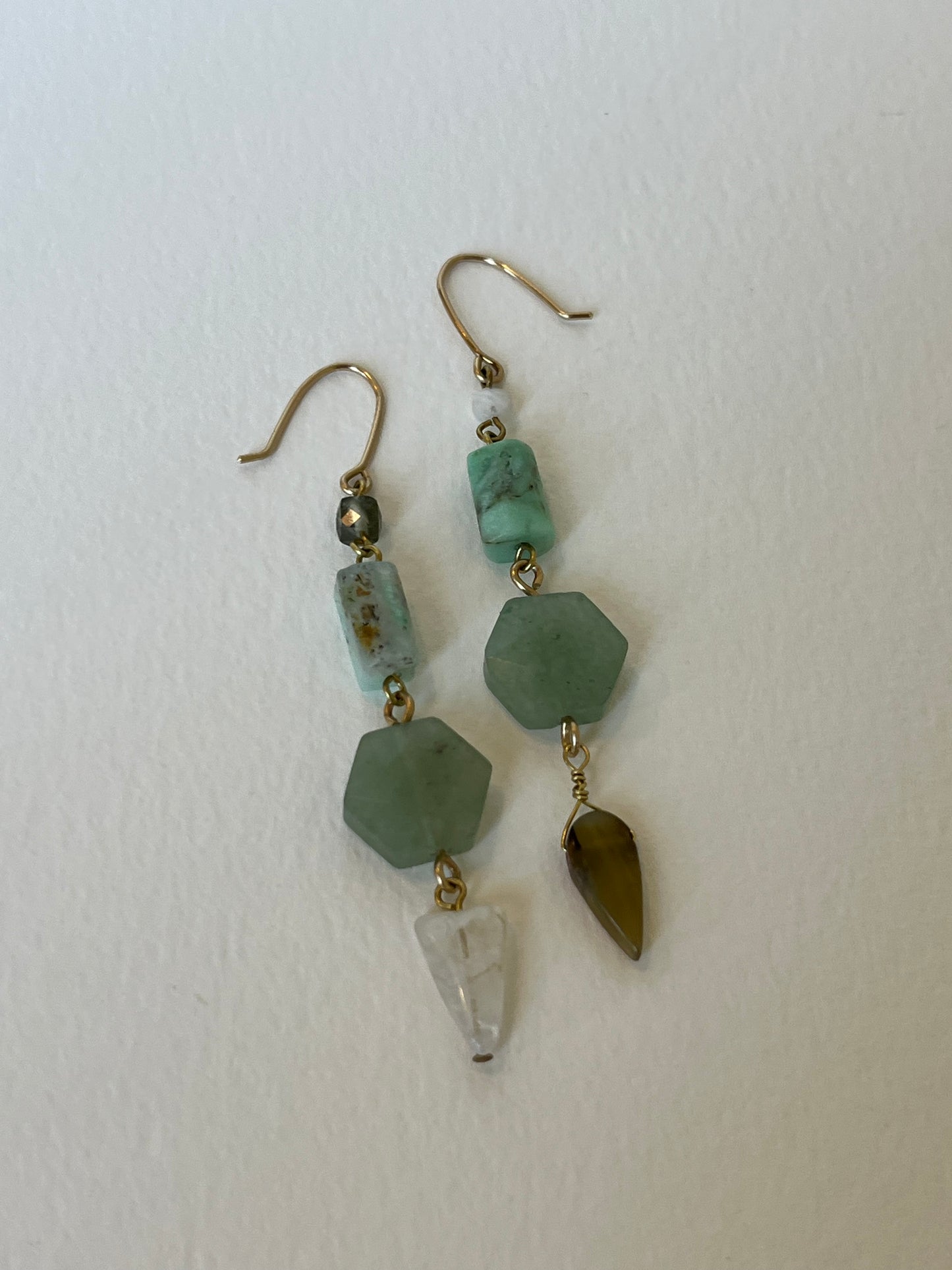 Gathered Treasure Dangle Earrings in green