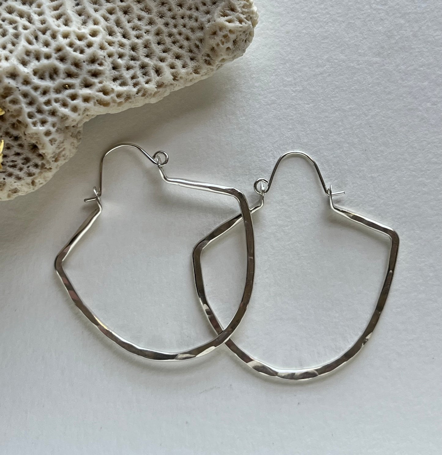 Large Fan Sterling Silver Hoops