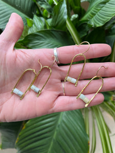 Modern Brass Drop Earrings with Amazonite