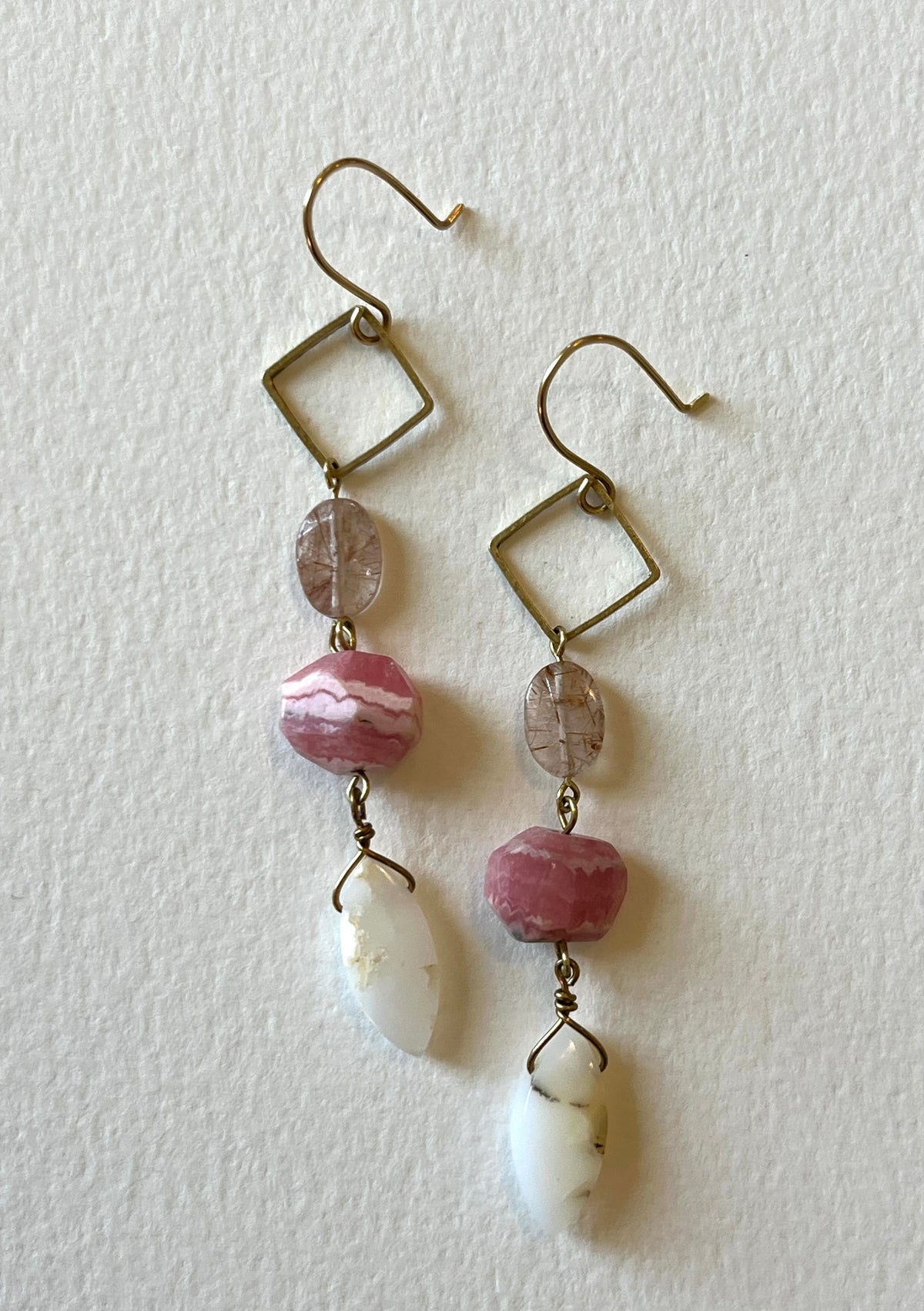 Gathered Treasure Dangle Earrings in pink