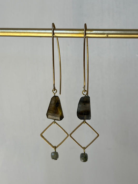 Gathered Treasure Dangle Earrings labradorite edition