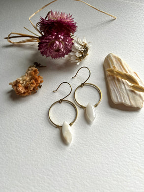 White Opal Loop Earrings