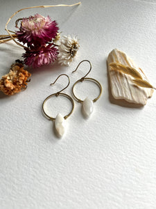 White Opal Loop Earrings