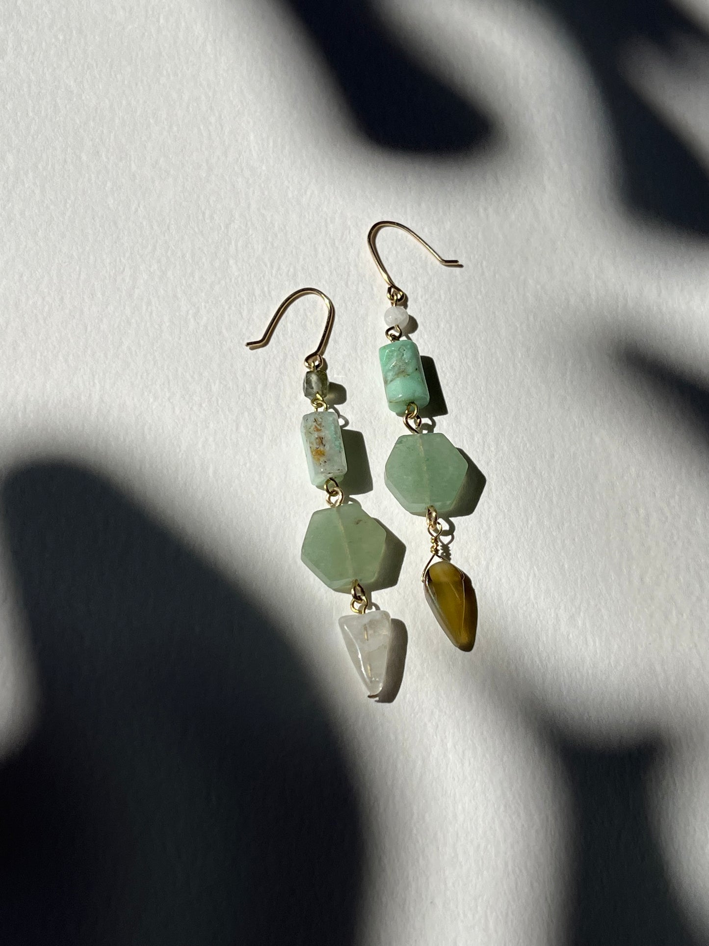 Gathered Treasure Dangle Earrings in green