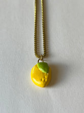 Load image into Gallery viewer, Lemon hand-painted clay pendant necklace