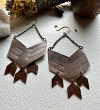 Load image into Gallery viewer, Large Copper Fletching Earrings