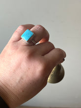 Load image into Gallery viewer, Sterling silver size 6 1/2 to 7 handmade ring with turquoise stone setting