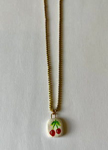 Hand-painted Clay Charm Necklace CHERRY