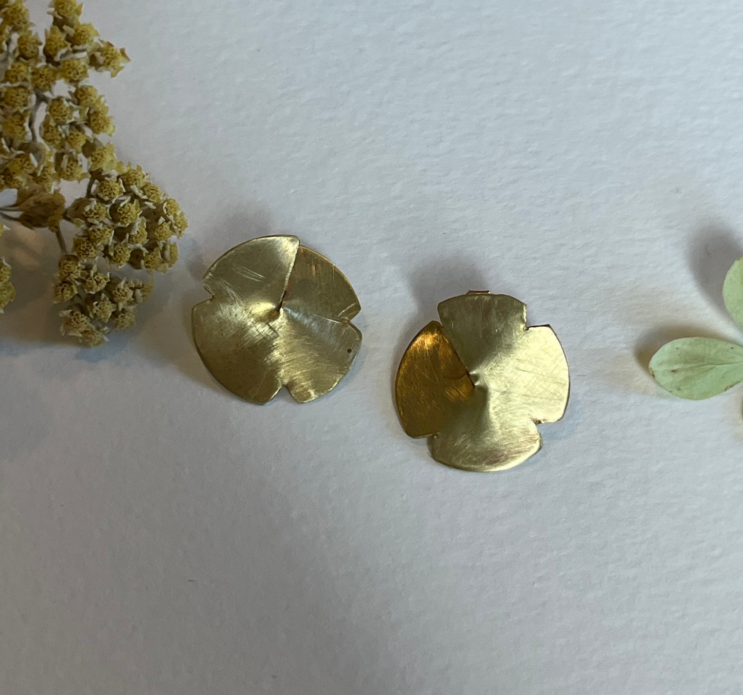 Brass Origami Flower Studs