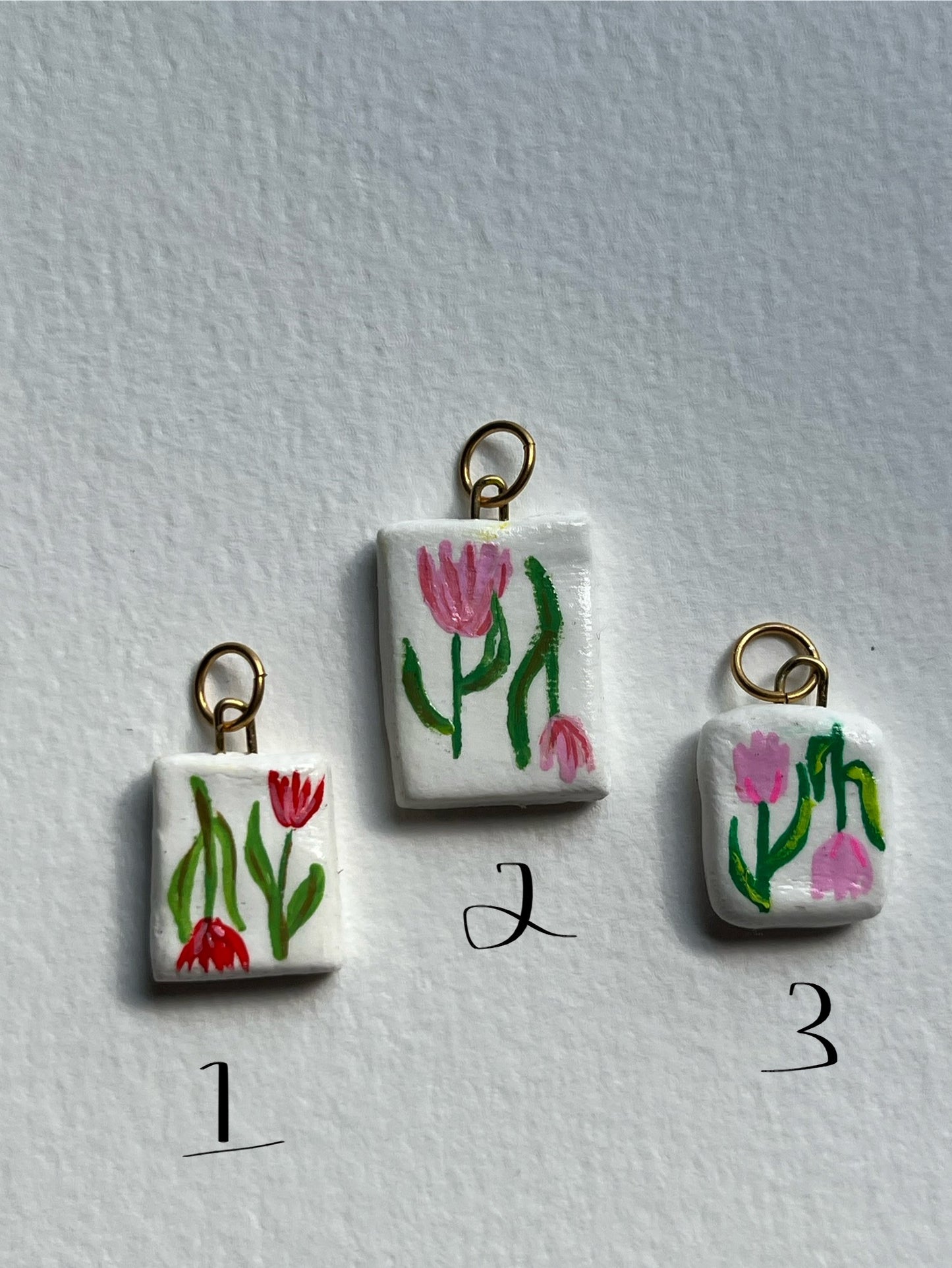 Tulip hand-painted charms