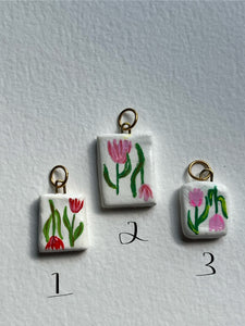Tulip hand-painted charms