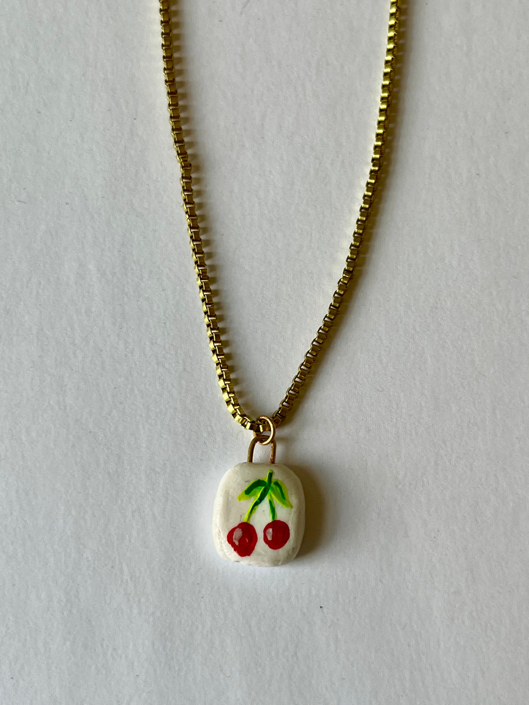Hand-painted Clay Charm Necklace CHERRY