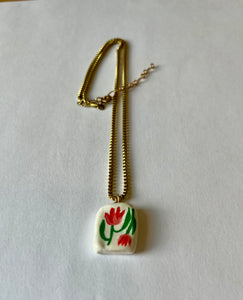 Hand-painted clay charm necklace TULIPS