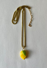 Load image into Gallery viewer, Lemon hand-painted clay pendant necklace